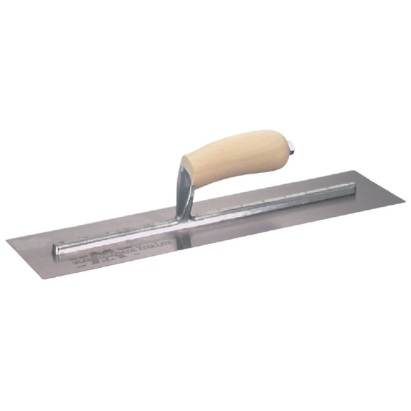 Marshalltown 4 In. x 18 In. High Carbon Steel Finishing Trowel with Curved Wood Handle