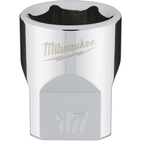 Milwaukee 3/8 In. Drive 17 mm 6-Point Shallow Metric Socket with FOUR FLAT Sides