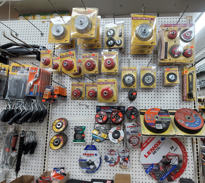 Our selection of metal circular cut-off blades, wire wheels, and wire cup brushes.