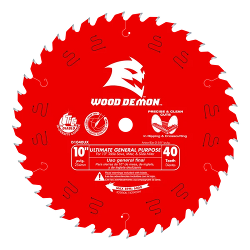 Diablo 10 x 40-Teeth Wood Demon™ Ultimate General Purpose Carbide Saw Blade for Wood