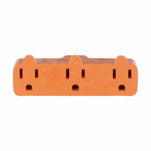 Eaton Cooper Wiring Three Outlet Cube Tap 15A, 125V Orange