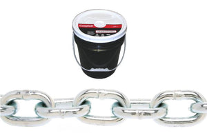 Campbell 3/8" Grade 30 Proof Coil Chain, Galvanized, 63' per Round Pail