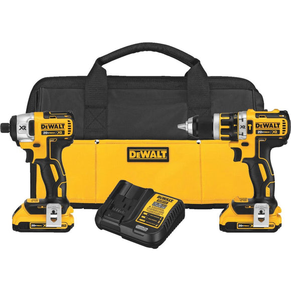 DeWalt 2-Tool 20V MAX XR Lithium-Ion Brushless Compact Hammer Drill & Impact Driver Cordless Tool Combo Kit