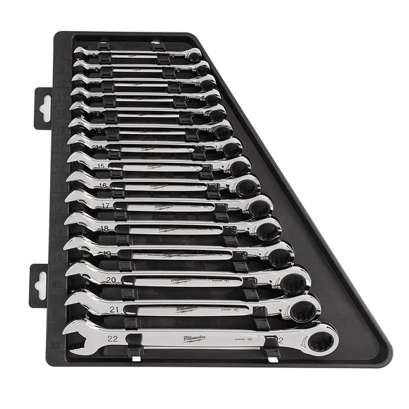 15pc Ratcheting Combination Wrench Set - Metric